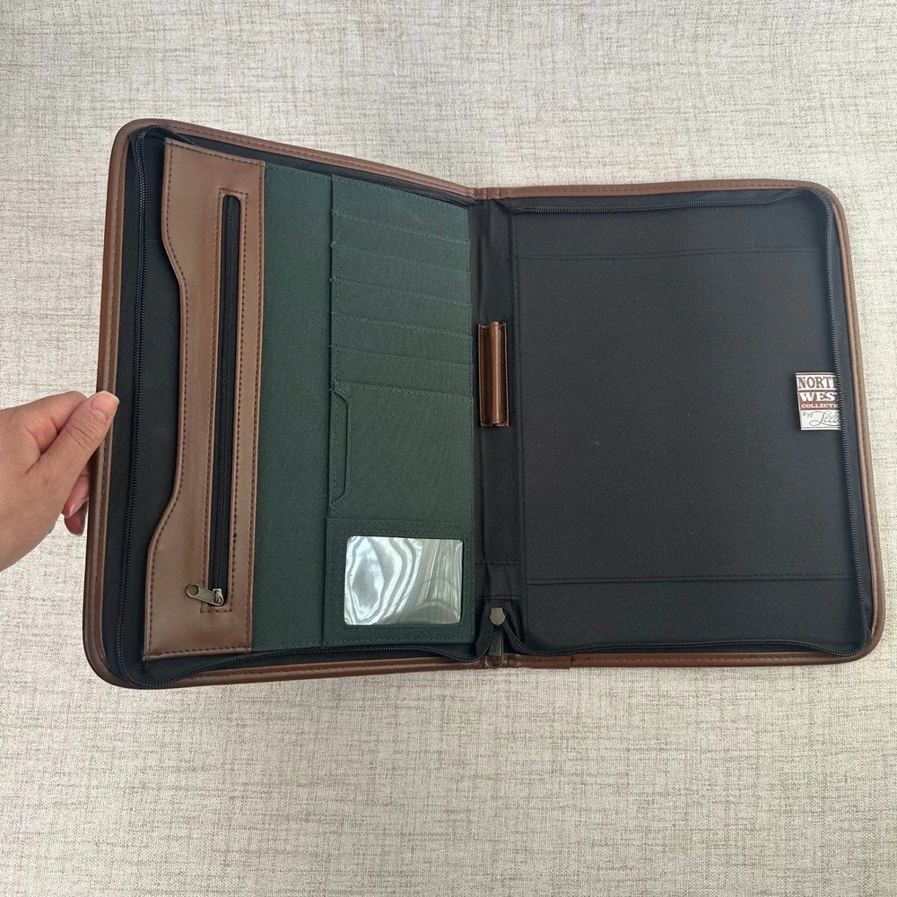 Atlanta Journal-Constitution Zip Portfolio Padfolio Organizer Green Leeds AJC